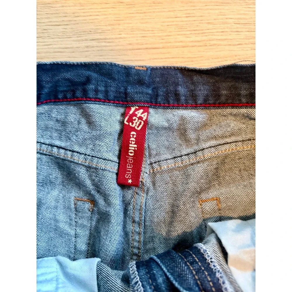 Celio Jeans Mens 44x30 Dark Wash Straight Leg Denim Blue Pants